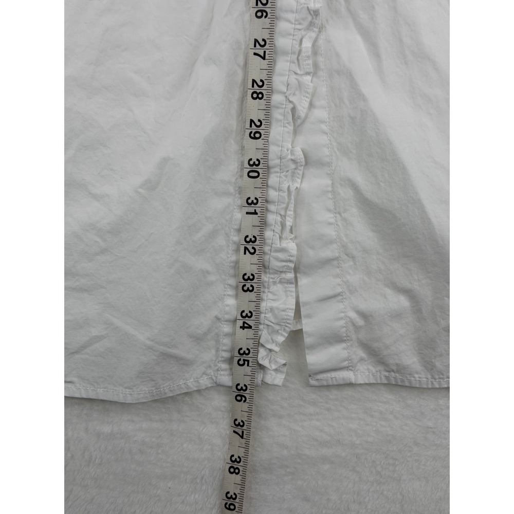 Liberte Essentiel White Ruffle Pearl Button‎ Oversized Tunic Shirt XL Longline - Picture 4 of 9